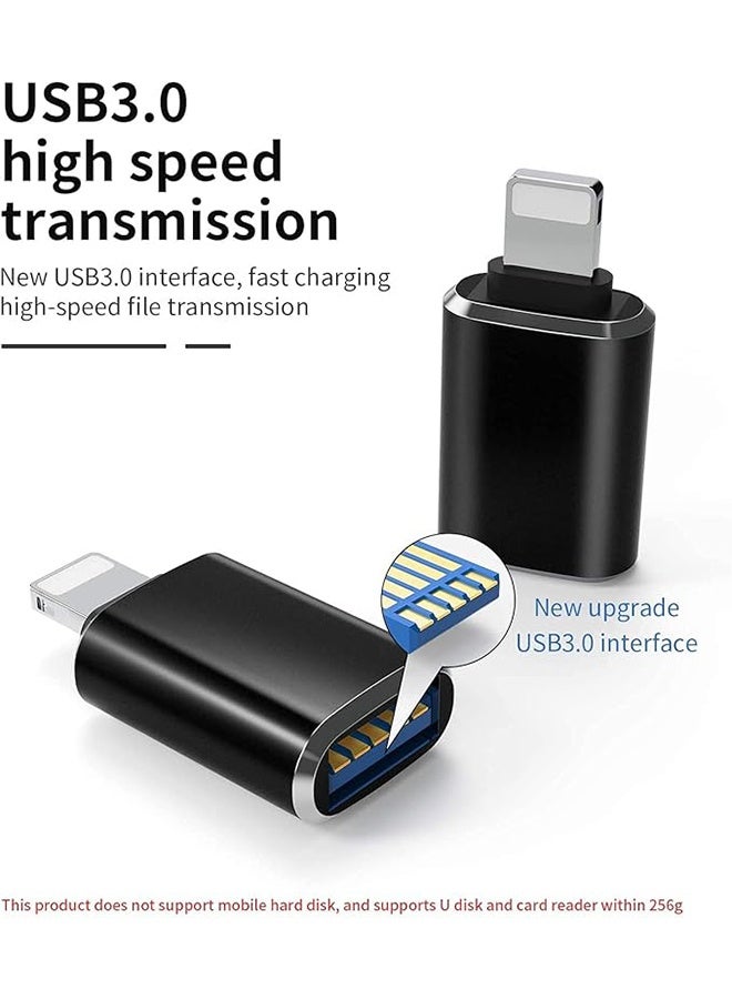 عبوة من قطعتين من محولات كاميرا USB المحمولة، وصلة محول آيفون من أبل بمنفذ USB، لون أسود - Image 4
